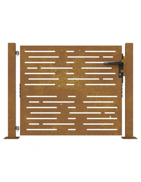 Cancello da Giardino 105x80m in Acciaio Corten Design Quadrato