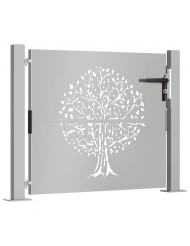 Cancello da Giardino 105x80 cm in Acciaio Corten Design Albero