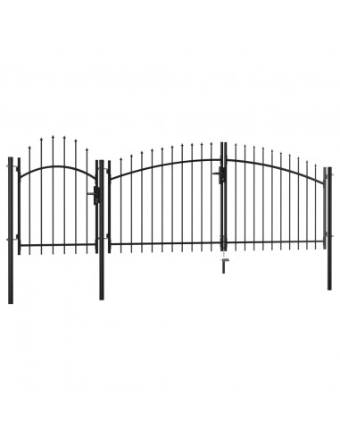 Cancello da Giardino in Acciaio 2x4 m Nero