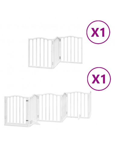 Cancello Cani Porta Pieghevole Bianco 9 Pannelli 450 cm Pioppo