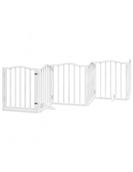 Cancello Cani Porta Pieghevole Bianco 9 Pannelli 450 cm Pioppo