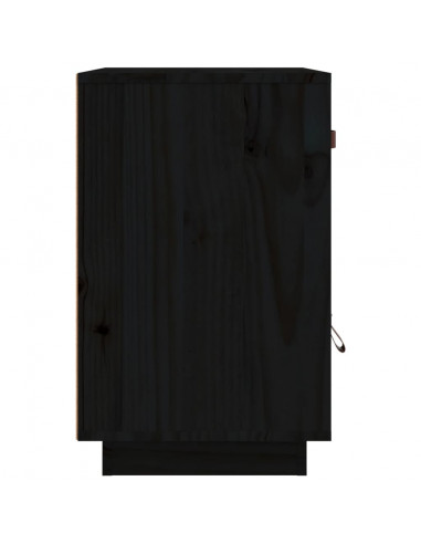 Comodini Neri 2 pz 40x34x55 cm in Legno Massello di Pino