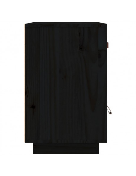 Comodini Neri 2 pz 40x34x55 cm in Legno Massello di Pino