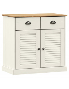 Credenza Cassetti VIGO Bianco 78x40x75 cm Legno Massello Pino 2