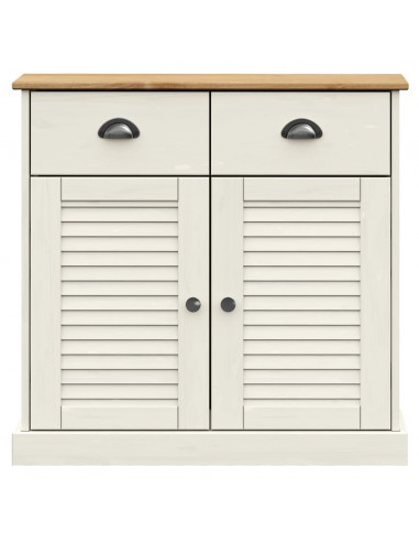 Credenza Cassetti VIGO Bianco 78x40x75 cm Legno Massello Pino