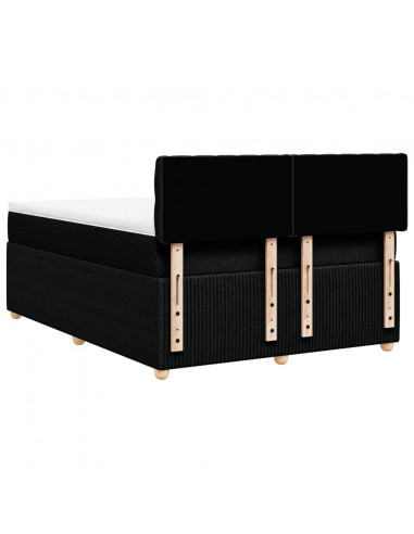 Giroletto a Molle con Materasso Nero 160x200 cm in Tessuto