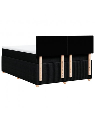 Giroletto a Molle con Materasso Nero 140x200 cm in Tessuto