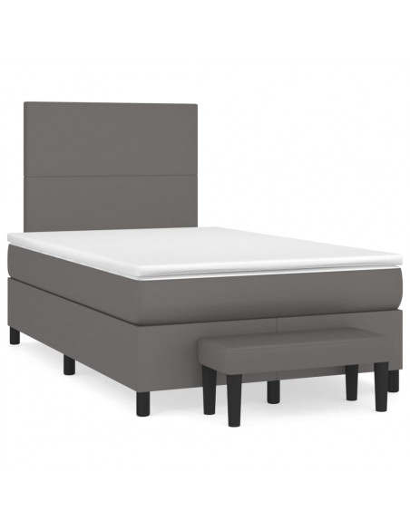 Giroletto a Molle con Materasso Grigio 120x200 cm in Similpelle