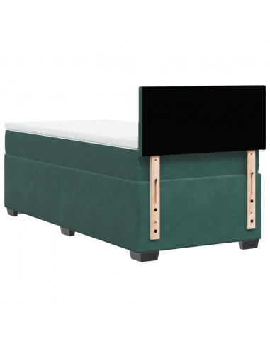 Giroletto a Molle con Materasso Verde Scuro 90x190 cm Velluto