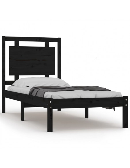 Giroletto in Legno Massello Nero 75x190 cm Small Single