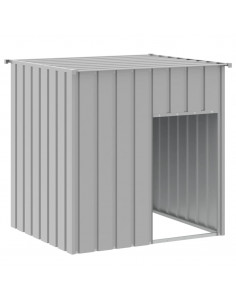 Casetta Cani Tetto Grigio Chiaro 110x103x109 cm Acciaio Zincato 2
