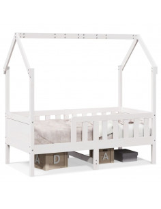 Giroletto Casetta Bambini Bianco 80x160 cm Legno Massello Pino 2