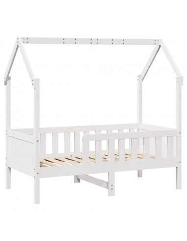 Giroletto Casetta Bambini Bianco 80x160 cm Legno Massello Pino