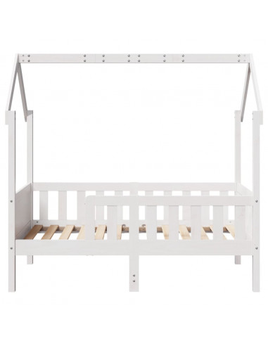 Giroletto Casetta Bambini Bianco 80x160 cm Legno Massello Pino