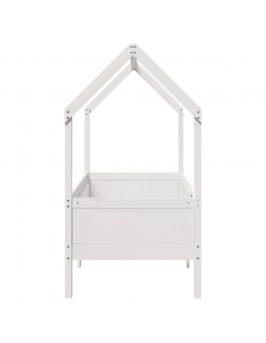 Giroletto Casetta Bambini Bianco 80x160 cm Legno Massello Pino