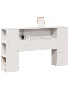 Testiera con Ripiani Bianca 120 cm in Legno Massello di Pino 2