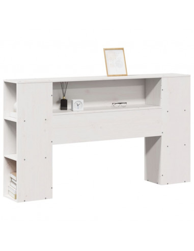 Testiera con Ripiani Bianca 120 cm in Legno Massello di Pino