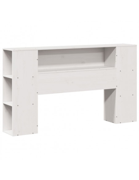 Testiera con Ripiani Bianca 120 cm in Legno Massello di Pino