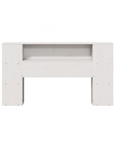 Testiera con Ripiani Bianca 120 cm in Legno Massello di Pino