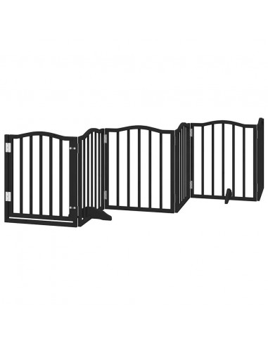 Cancello Cani Porta Pieghevole Nero 12 Pannelli 600 cm Pioppo