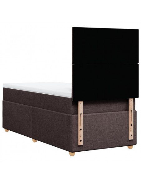 Giroletto a Molle con Materasso Marrone Scuro 90x200 cm Tessuto