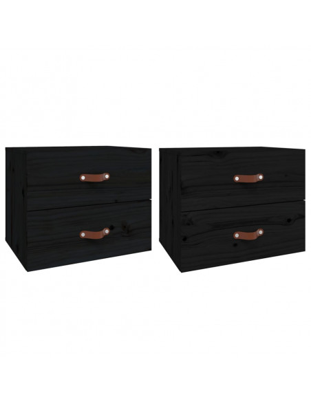 Comodini a Muro 2 pz Nero 50x36x40 cm