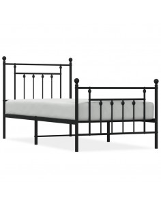 Giroletto con Testiera e Pediera Metallo Nero 80x200 cm 2