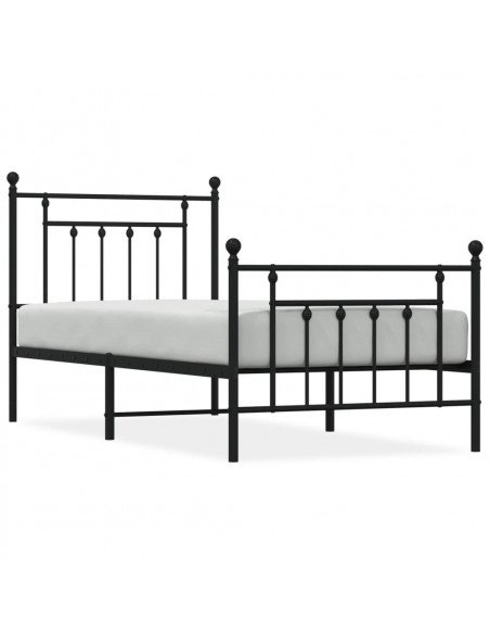 Giroletto con Testiera e Pediera Metallo Nero 80x200 cm