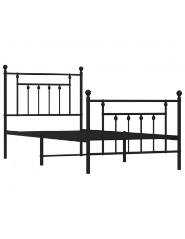 Giroletto con Testiera e Pediera Metallo Nero 80x200 cm