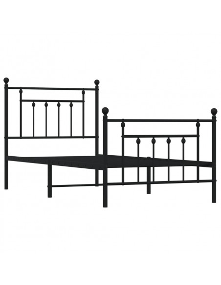 Giroletto con Testiera e Pediera Metallo Nero 80x200 cm