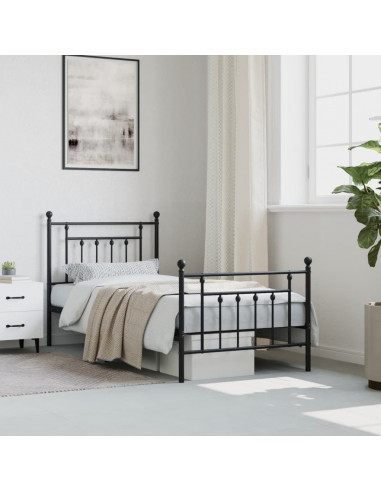 Giroletto con Testiera e Pediera Metallo Nero 80x200 cm