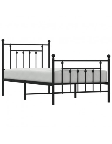 Giroletto con Testiera e Pediera Metallo Nero 80x200 cm