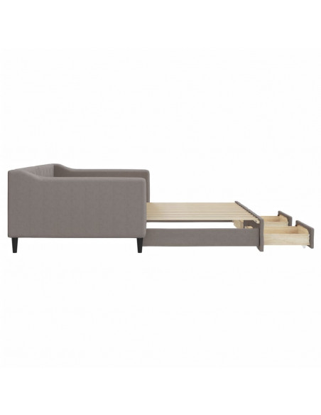 Divano Letto Estraibile con Cassetti Tortora 100x200 cm Tessuto