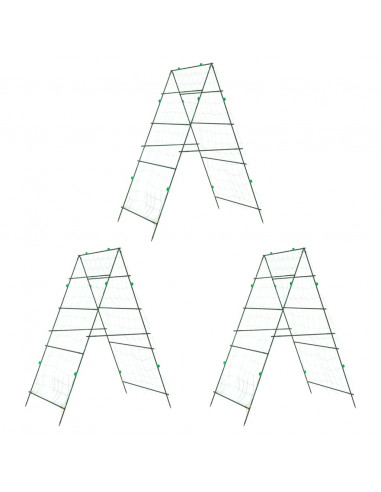 Tralicci Giardino per Piante Rampicanti 3pz Telaio ad A Acciaio