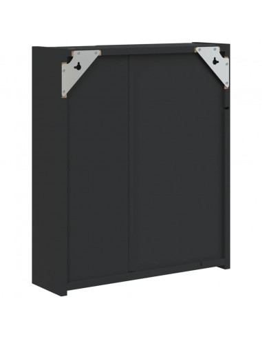 Armadietto Bagno con Specchio e LED Nero 45x13x52 cm