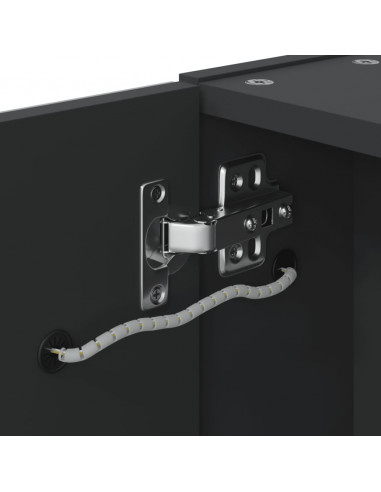 Armadietto Bagno con Specchio e LED Nero 45x13x52 cm