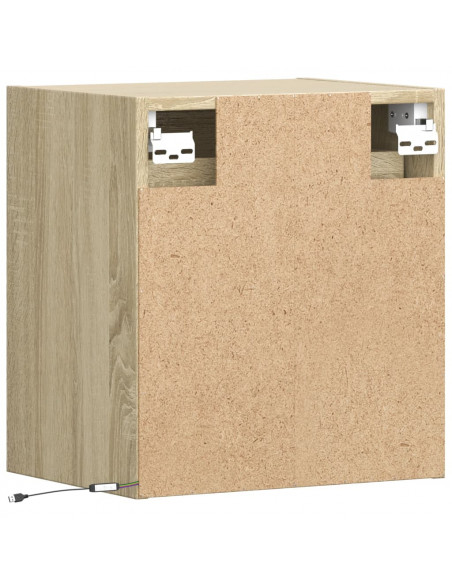 Comodini a Parete con luci LED 2 pz Rovere Sonoma