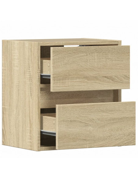 Comodini a Parete con luci LED 2 pz Rovere Sonoma