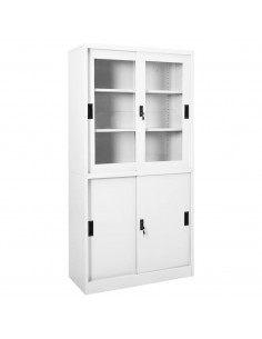 Armadio per Ufficio Anta Scorrevole Bianco 90x40x180 cm Acciaio 2
