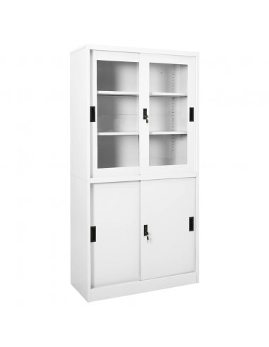 Armadio per Ufficio Anta Scorrevole Bianco 90x40x180 cm Acciaio
