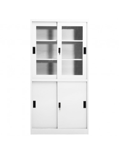 Armadio per Ufficio Anta Scorrevole Bianco 90x40x180 cm Acciaio