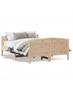 Giroletto con Testiera 160x200 cm in Legno Massello di Pino 2