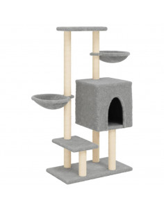 Albero per Gatti con Tiragraffi in Sisal Grigio Chiaro 117 cm 2