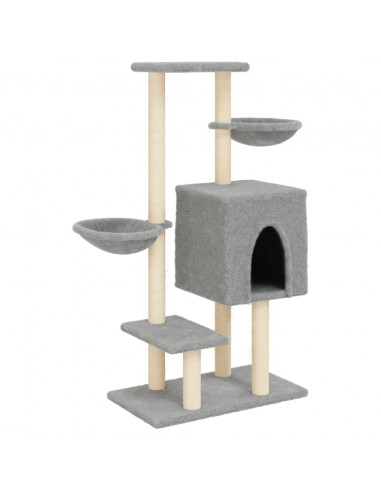 Albero per Gatti con Tiragraffi in Sisal Grigio Chiaro 117 cm
