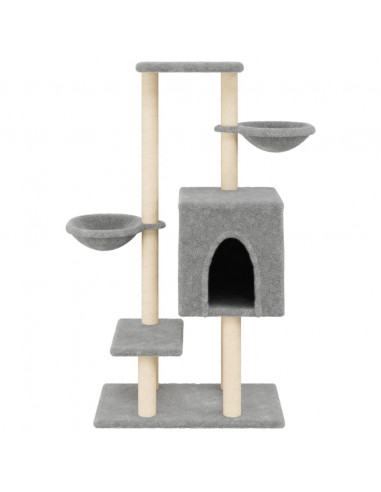 Albero per Gatti con Tiragraffi in Sisal Grigio Chiaro 117 cm