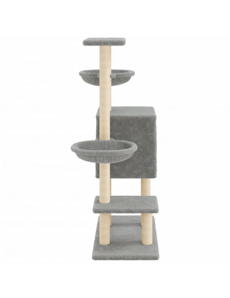Albero per Gatti con Tiragraffi in Sisal Grigio Chiaro 117 cm