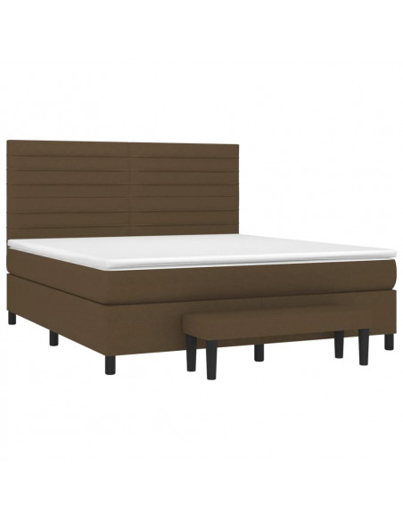 Giroletto a Molle con Materasso Marrone Scuro 160x200cm Tessuto