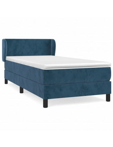 Giroletto a Molle con Materasso Blu Scuro 80x200 cm in Velluto