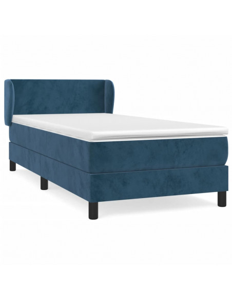 Giroletto a Molle con Materasso Blu Scuro 80x200 cm in Velluto