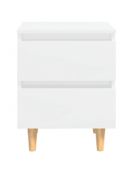 Comodino con Gambe in Pino Massello Bianco Laccato 40x35x50 cm